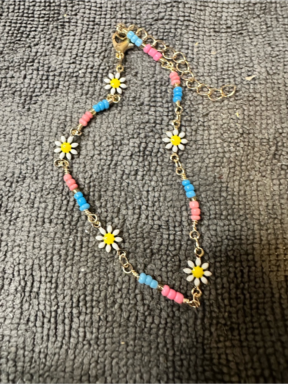Daisy Bead bracelet - Pink & Blue